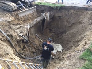 excavation pour l'installation de drain francais à Joliette - Plomberie le Plomb