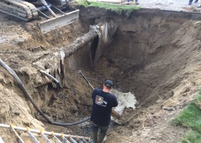 excavation pour l'installation de drain francais à Joliette - Plomberie le Plomb